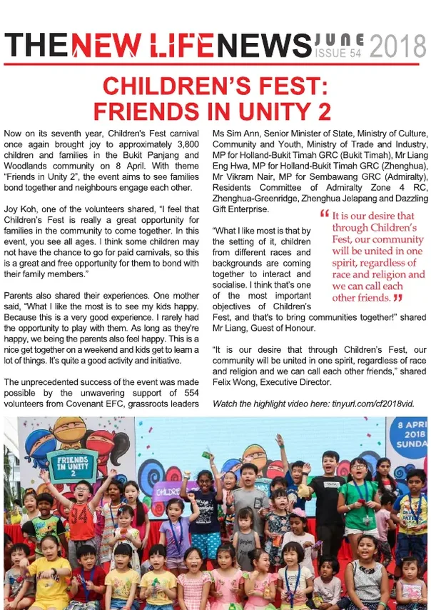 2018 Issue #54: Children’s Fest 2018 – Friends in Unity 2